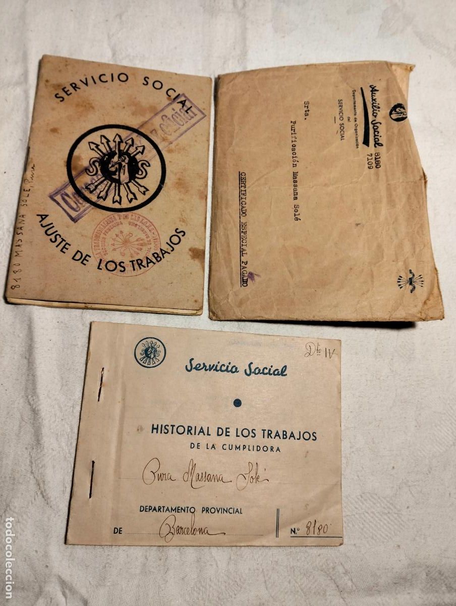 Militaria: Auxilio servicio social ajuste de los trabajos historial de la cumplidora barcelona