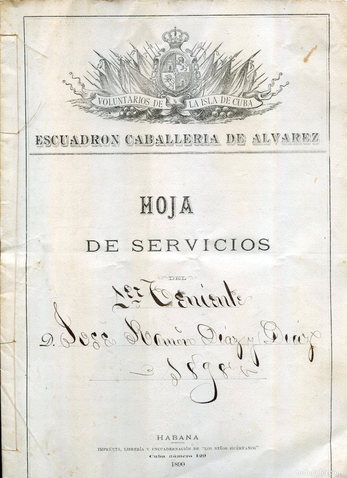 Militaria: Hoja de servicios y condecoraci&oacute;n teniente asturiano del Escuadr&oacute;n Caballer&iacute;a de &Aacute;lvarez, Cuba