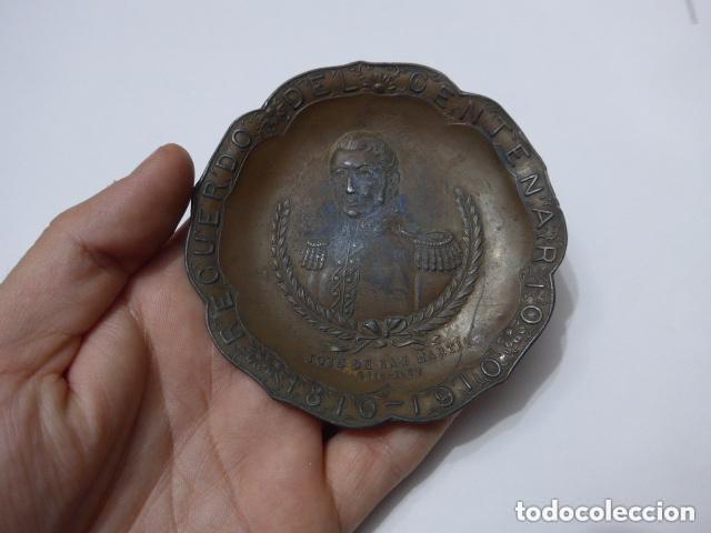 Militaria: Antiguo plato de 1910 del libertador de america Jose de San Martin, centenario. Original.