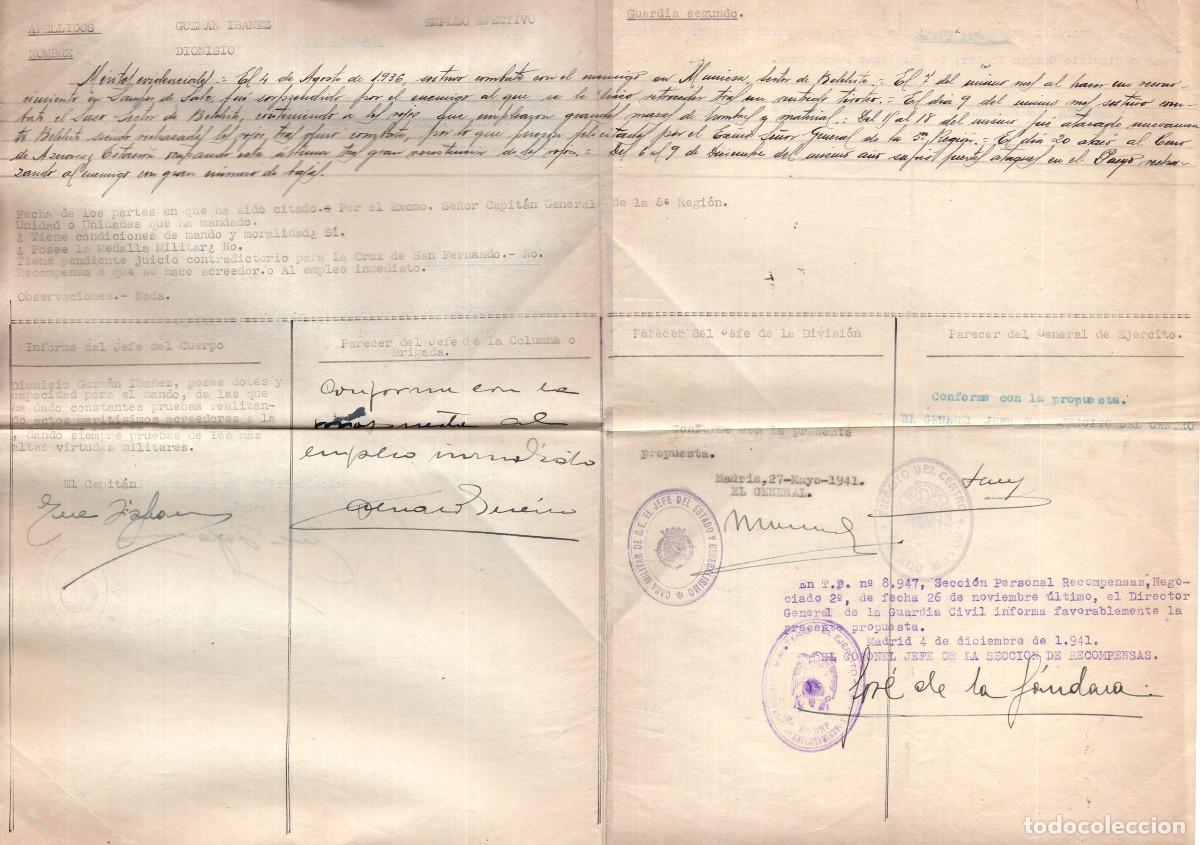 Militaria: PROPUESTA POR M&Eacute;RITOS DE GUERRA COMBATE OCURRIDAS EN AGOSTO DE 1936 HER&Oacute;E DE MUNIESA.(BELCHITE).