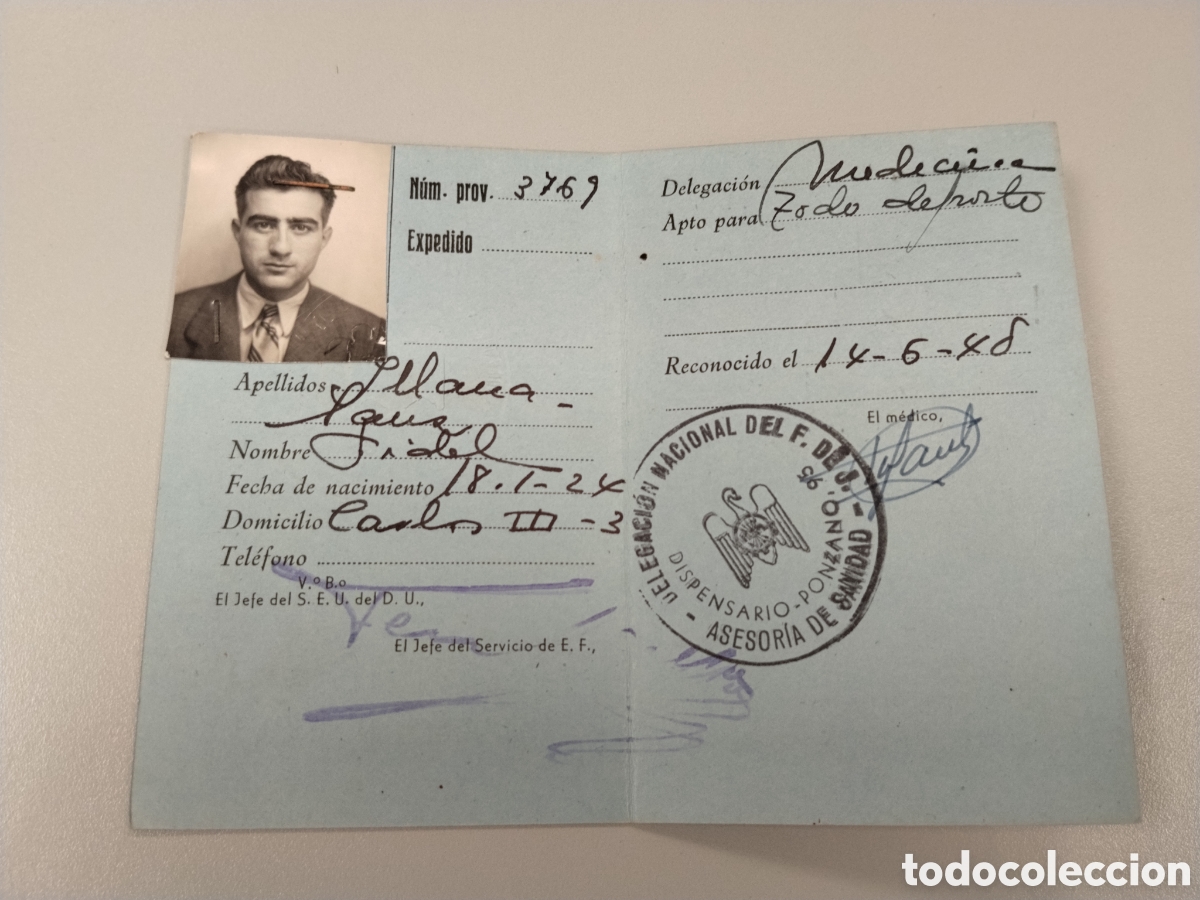 Militaria: Carnet Falange post guerra civil frente de juventudes 1948.falangista.SEU.requete.sindicato espa&ntilde;ol