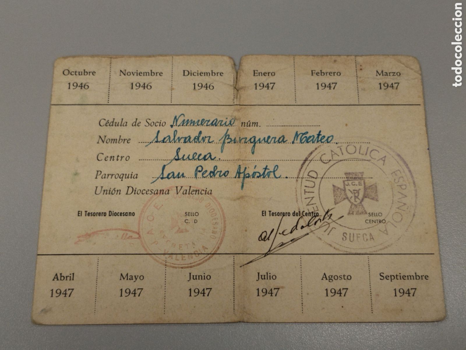 Militaria: Carnet post guerra civil acci&oacute;n cat&oacute;lica.asociacion de j&oacute;venes.hoac.joc.iglesia.cristianos.sacerdote