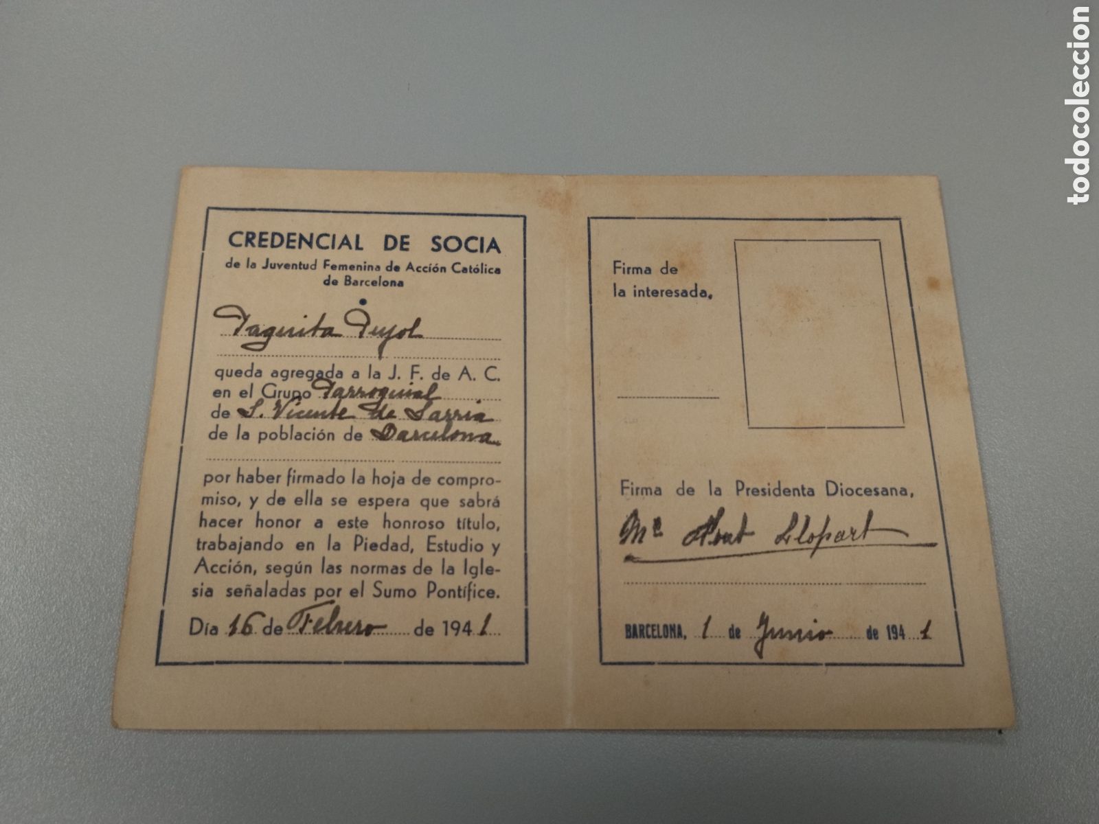 Militaria: Carnet post guerra civil acci&oacute;n cat&oacute;lica.asociacion de j&oacute;venes.hoac.joc.iglesia.cristianos.sacerdote