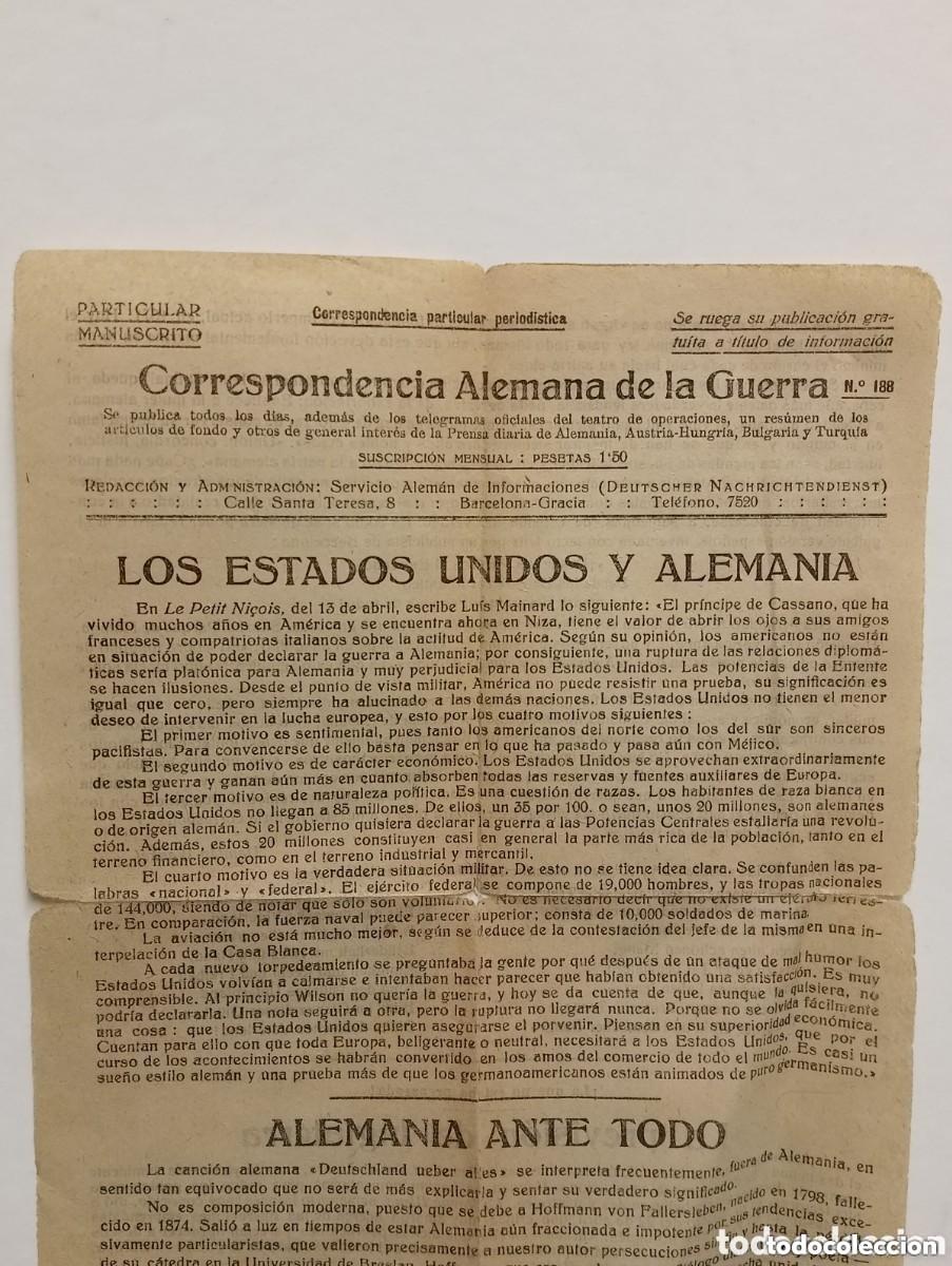 Militaria: CORRESPONDENCIA ALEMANA DE LA GUERRA. PARTICULAR PERIOD&Iacute;STICA. N&ordm; 188