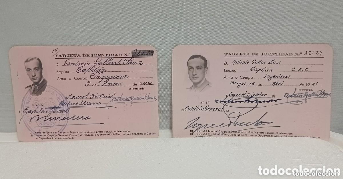 Militaria: CARTERA MILITAR DE IDENTIDAD. TARJETA DE IDENTIDAD. CAPIT&Aacute;N INGENIEROS. A&Ntilde;O 1941 y 1944