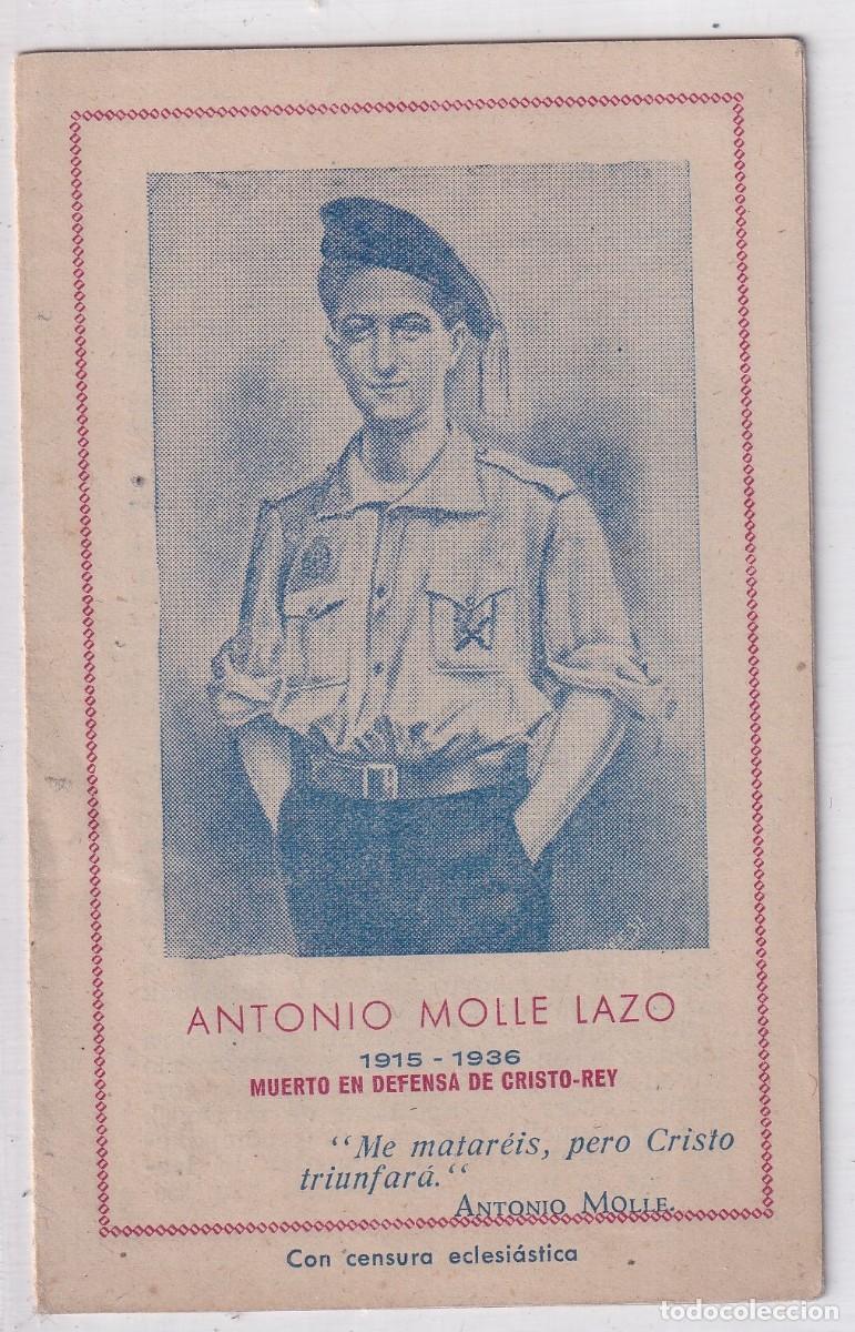 Militaria: Recordatorio f&uacute;nebre Antonio Molle Lazo. Carlismo. Carlista. Con censura eclesi&aacute;stica.