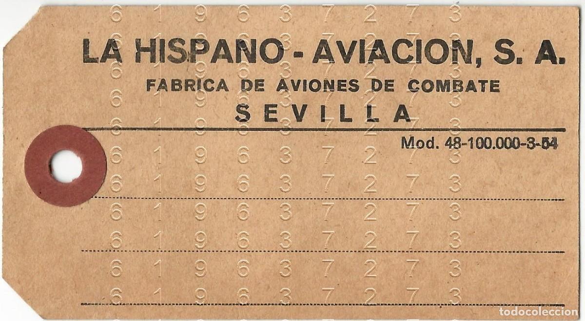 Militaria: SEVILLA FABRICA DE AVIONES DE COMBATE LA HISPANO AVIACION ETIQUETA MUY ANTIGUA M38