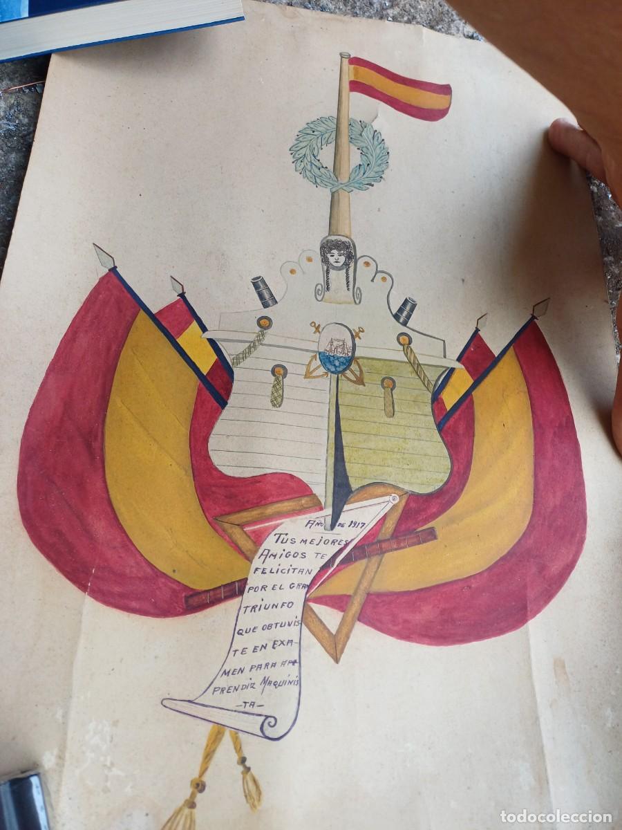 Militaria: Diploma militar, a&ntilde;o 1917, escuela de maquinistas Ferrol