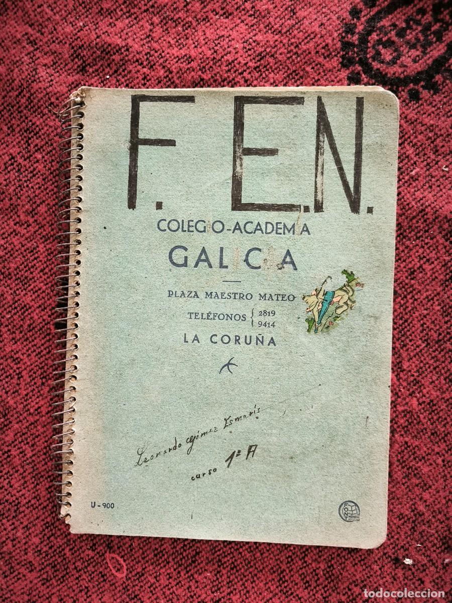 Military Antiques: Cuaderno Escolar FEN Formaci&oacute;n Del Esp&iacute;ritu Nacional Colegio Galicia La Coru&ntilde;a Manuscrito