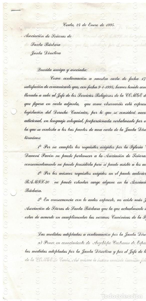 Militaria: CEUTA ASOCIACION SE&Ntilde;ORAS DE SANTA BARBARA CARTA 1994 2 HOJAS M41