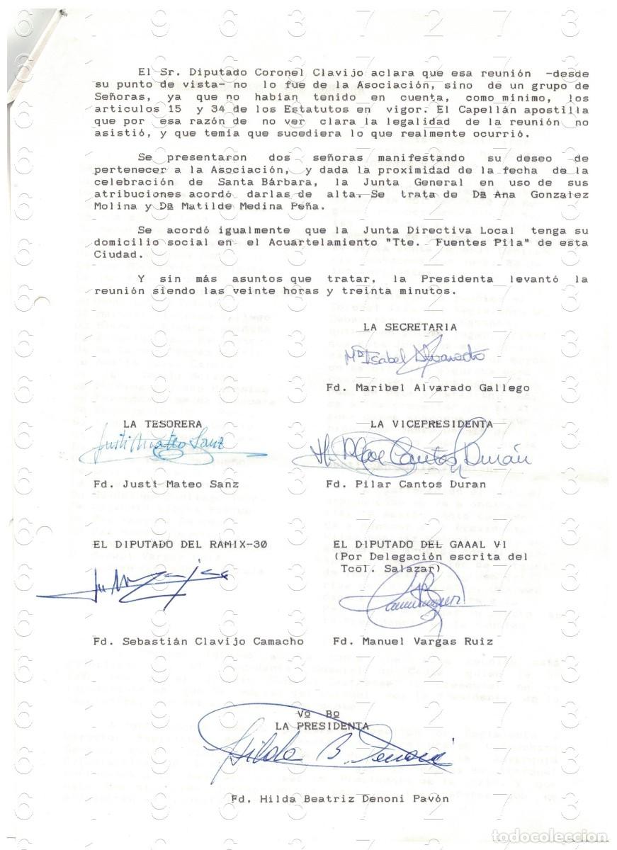 Militaria: CEUTA CORONEL SEBASTIAN CLAVIJO ASOCIACION SE&Ntilde;ORAS DE SANTA BARBARA CARTA 1994 3 HOJAS M41
