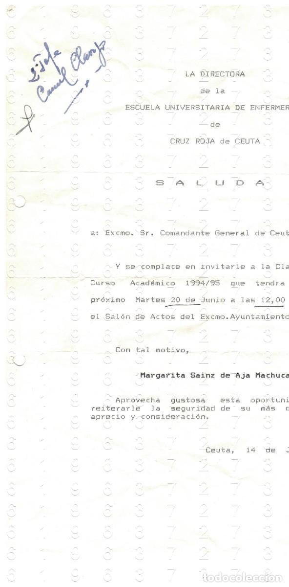 Militaria: CEUTA CRUZ ROJA MARGARITA SAINZ DE AJA MACHUCA CARTA 1995 1 HOJA M41
