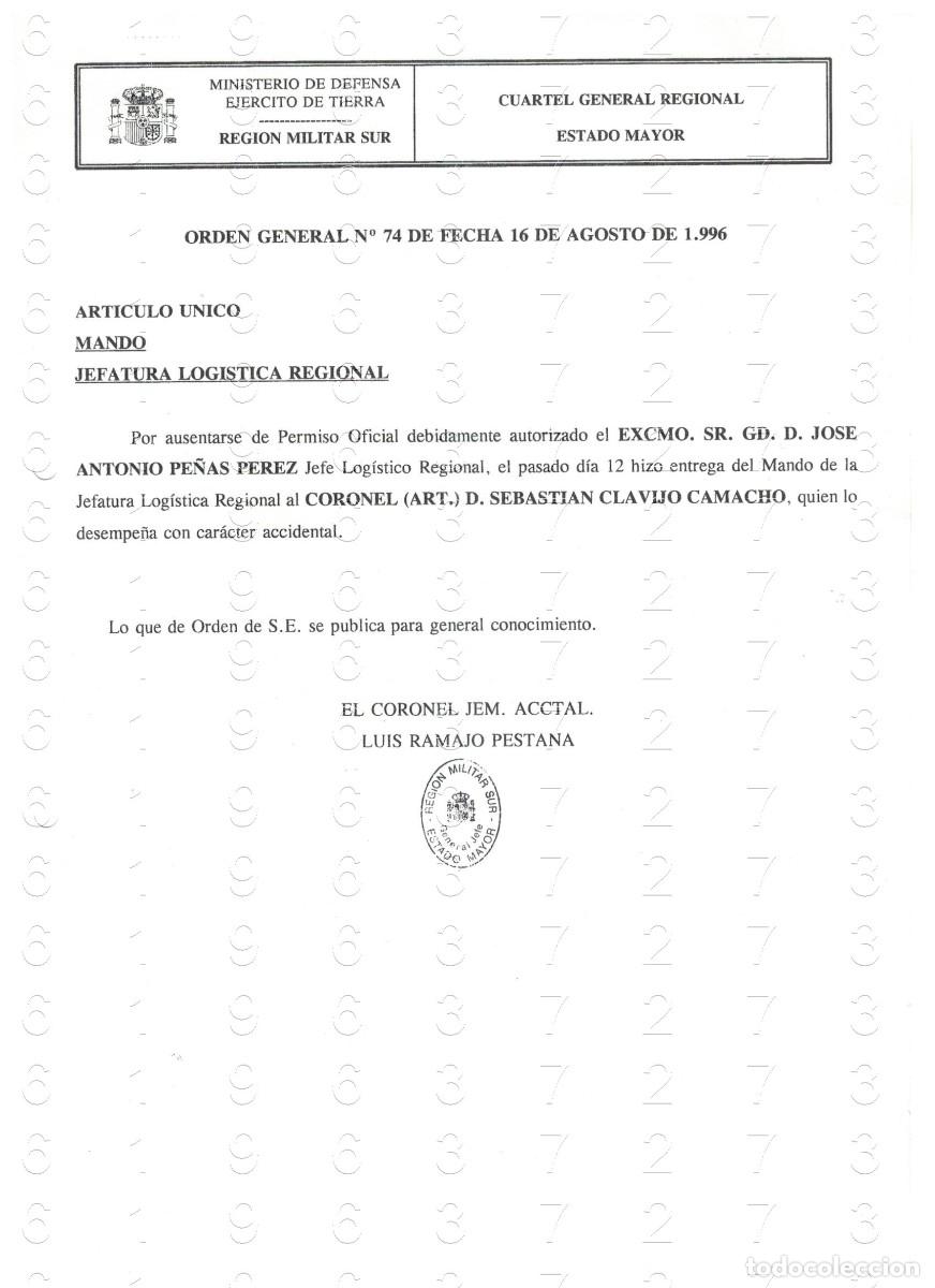 Militaria: CORONEL LUIS RAMAJO PESTANA NOMBRAMIENTO CARTA 1996 1 HOJA M42