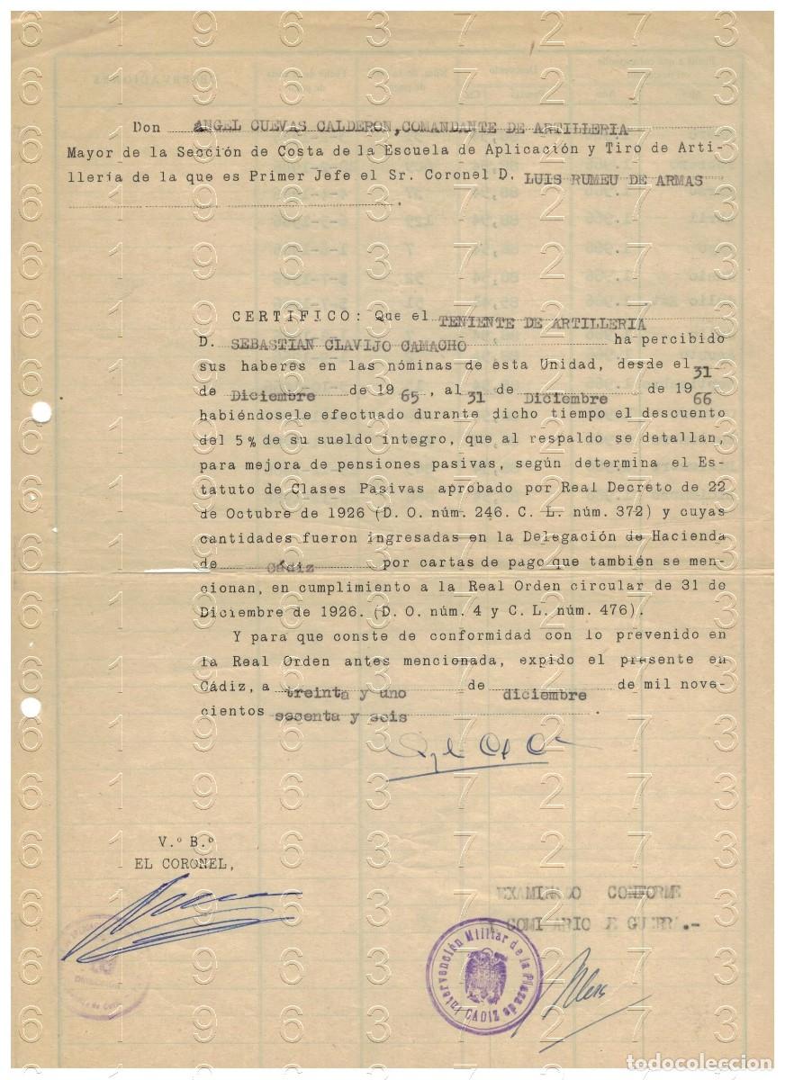 Militaria: COMANDANTE ANGEL CUEVAS CALDERON CORONEL LUIS RUMEU DE ARMAS 1966 1 HOJA M42