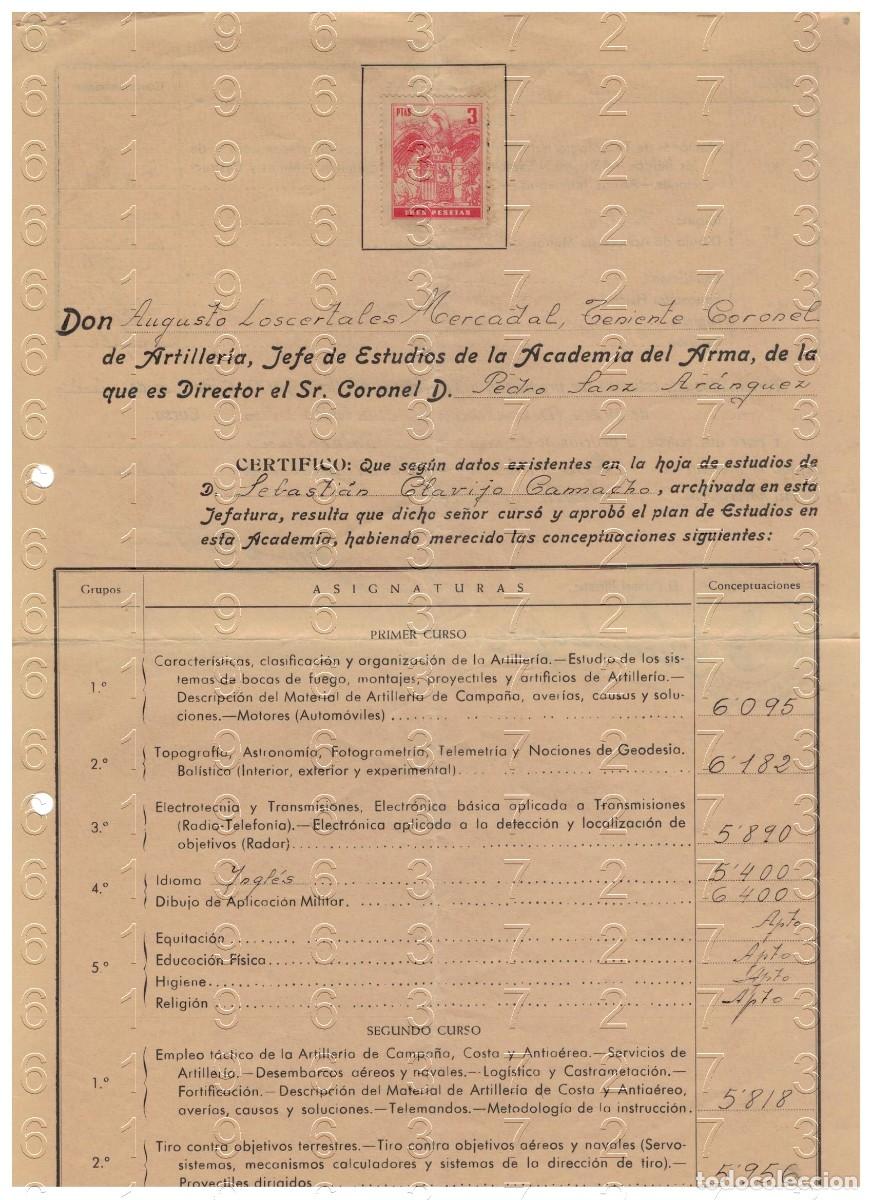 Militaria: CORONEL PEDRO SANZ ARANQUEZ TENIENTE CORONEL AUGUSTO LOSCERTALES MERCADAL 1964 1 HOJA M42