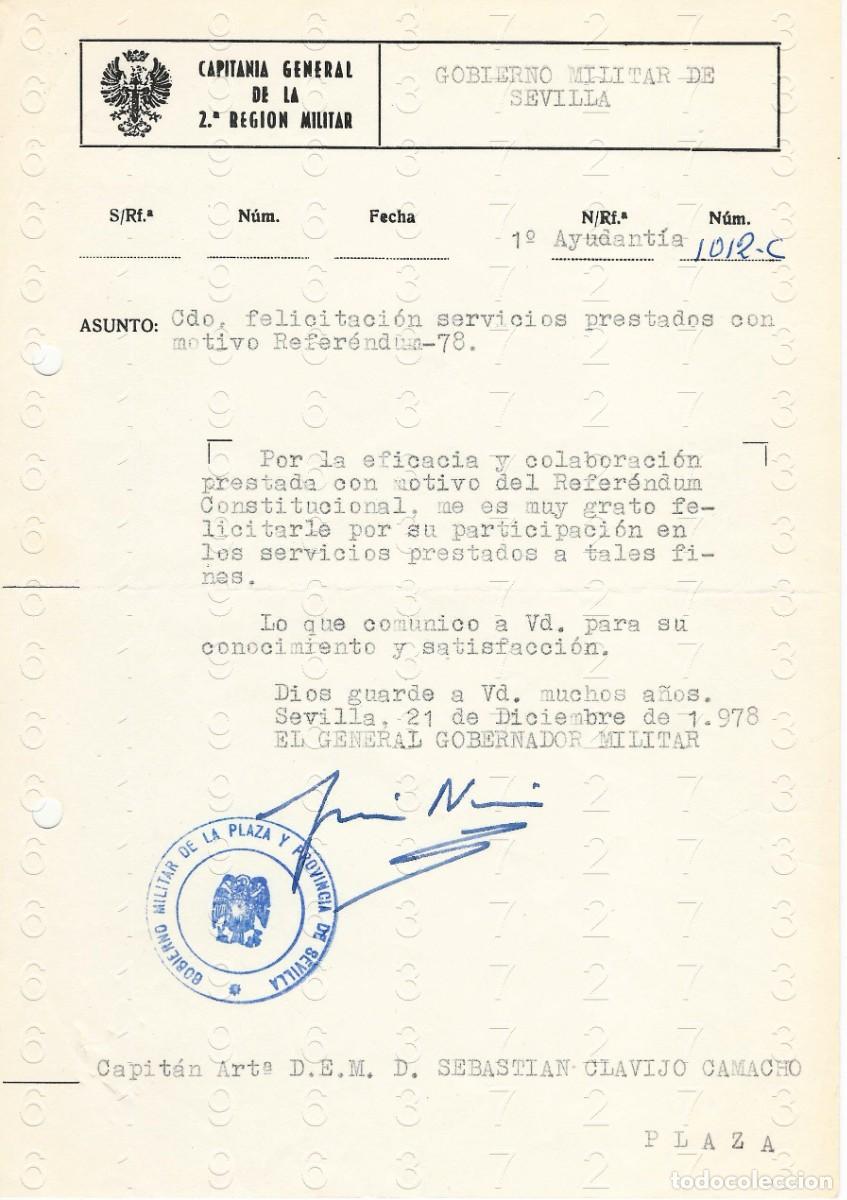 Militaria: SEVILLA GOBIERNO MILITAR A CAPITAN ARTILLERIA 1978 1 HOJA M43