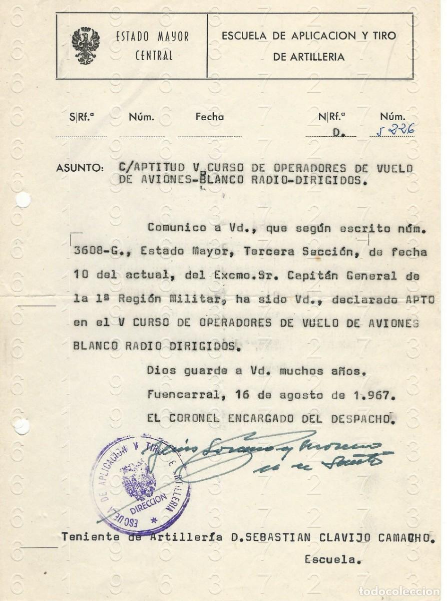 Militaria: TITULO OPERARDOR AVIONES TELEDIRIGIDOS CONCESION SEBASTIAN CLAVIJO CAMACHO 1967 1 HOJA M43