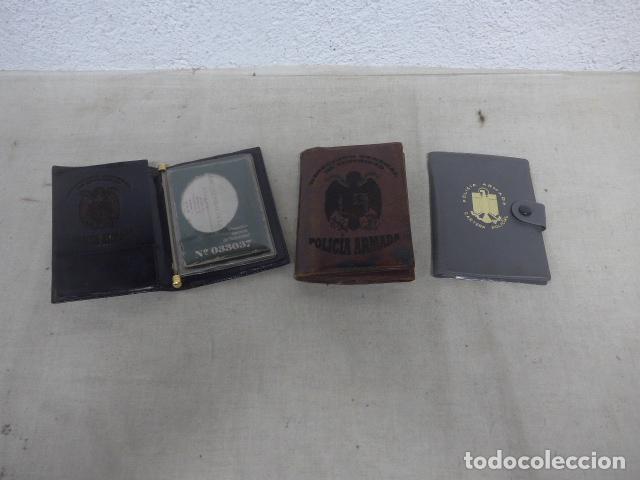 Militaria: Lote de 3 antiguas carteras originales de la Policia Armada, 2 de muy raras.
