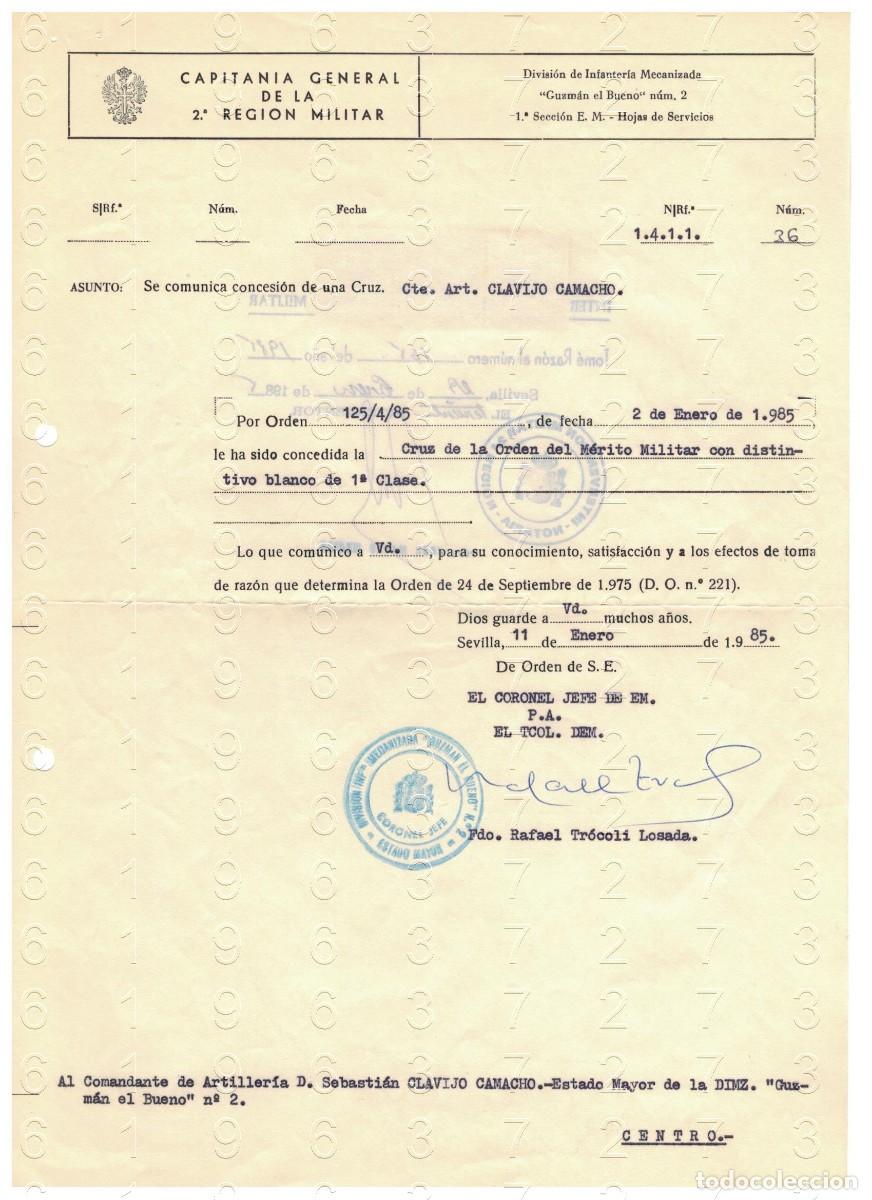 Militaria: TENIENTE CORONEL RAFAEL TROCOLI LOSADA 1985 CARTA M44
