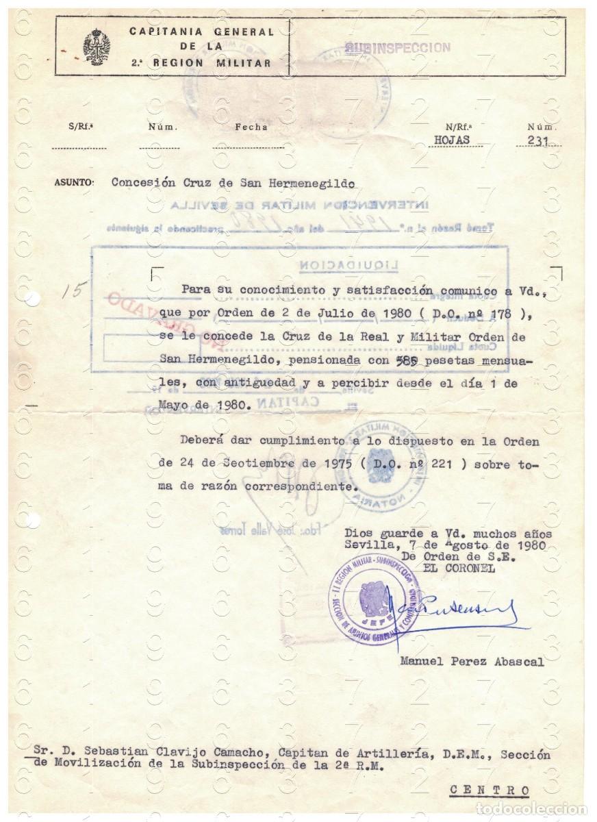 Militaria: CORONEL MANUEL PEREZ ABASCAL 1980 CARTA M44