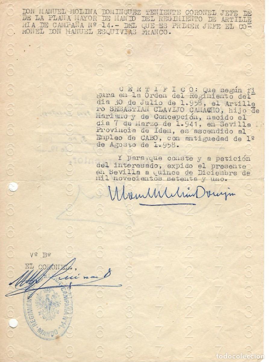 Militaria: CORONEL Y TENIENTE CORONEL MANUEL MOLINA DOMINGUEZ ASCENSO 1971 REGTO ARTILLERIA DE CAMPA&Ntilde;A 14 M44