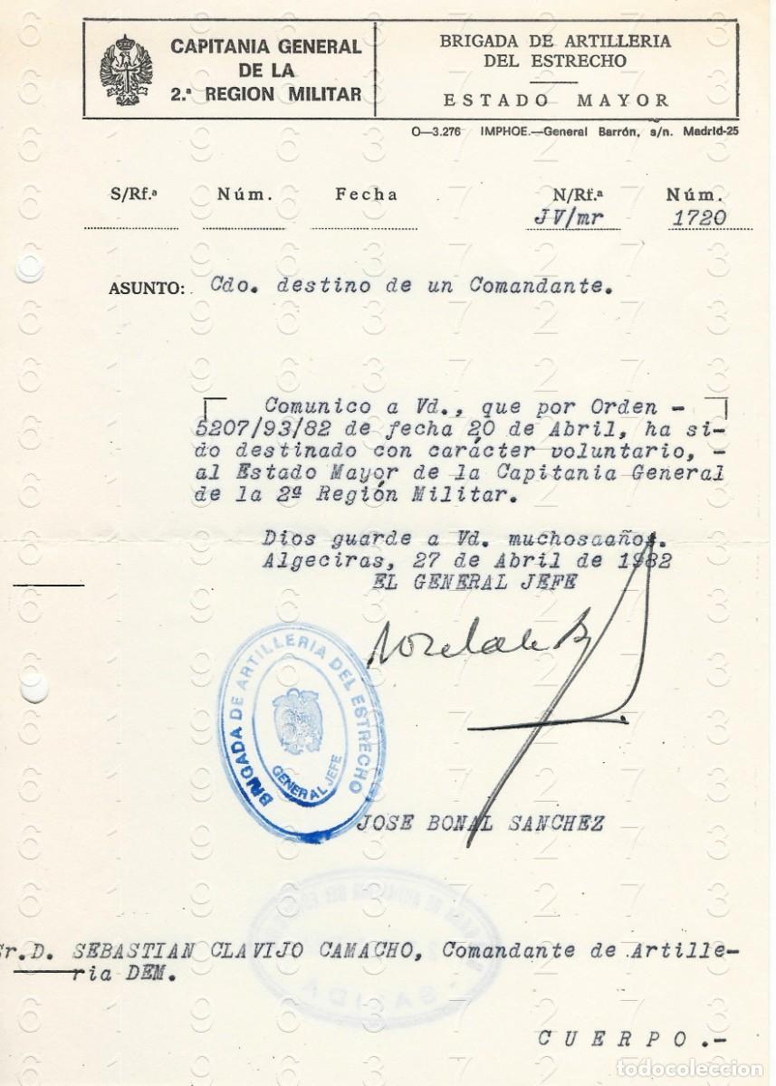 Militaria: GENERAL JOSE BONAL SANCHEZ 1982 CARTA DESTINO M44
