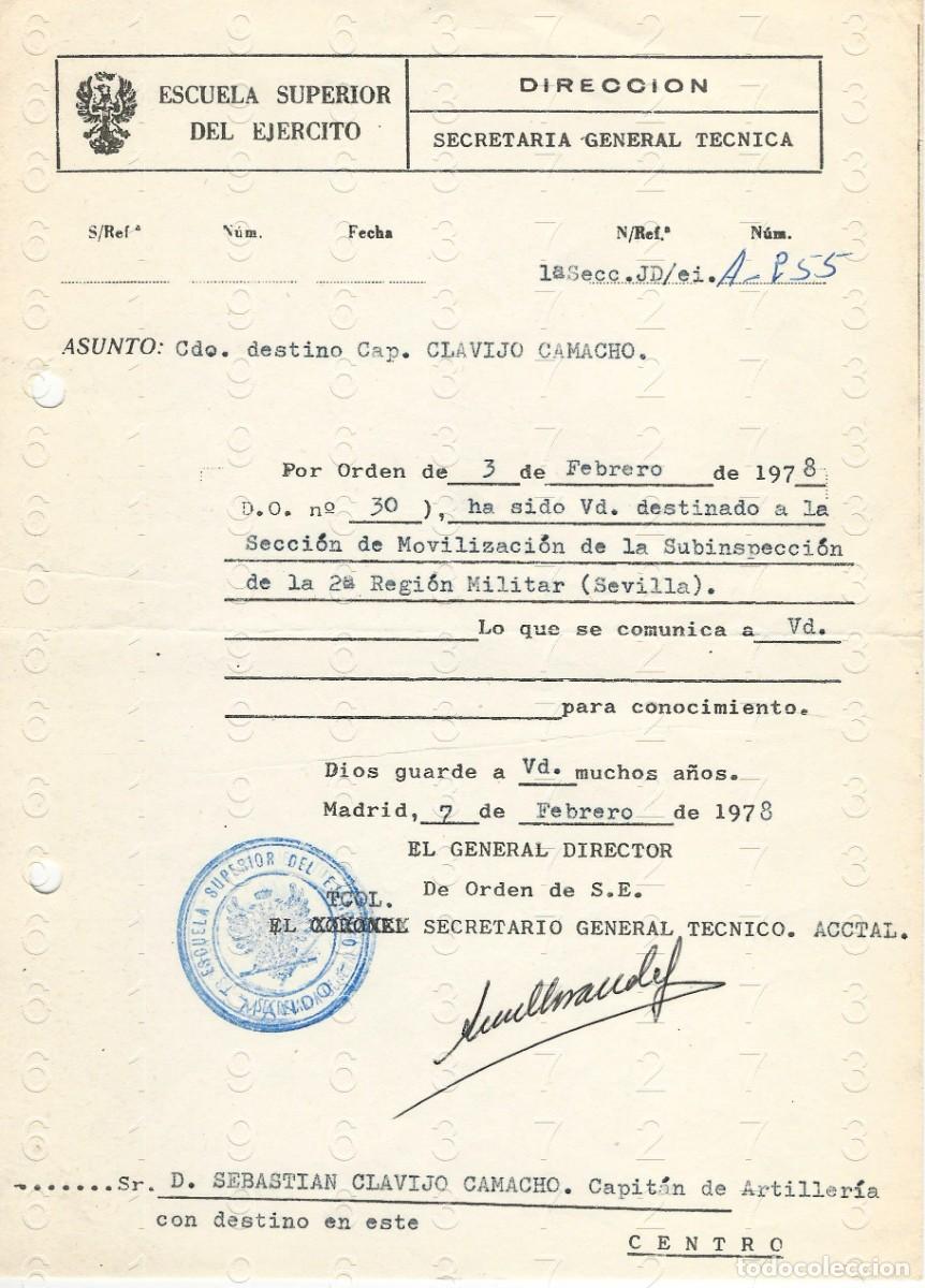 Militaria: TENIENTE CORONEL ESCUELA SUPERIOR DEL EJERCITO 1978 CARTA DESTINO M44