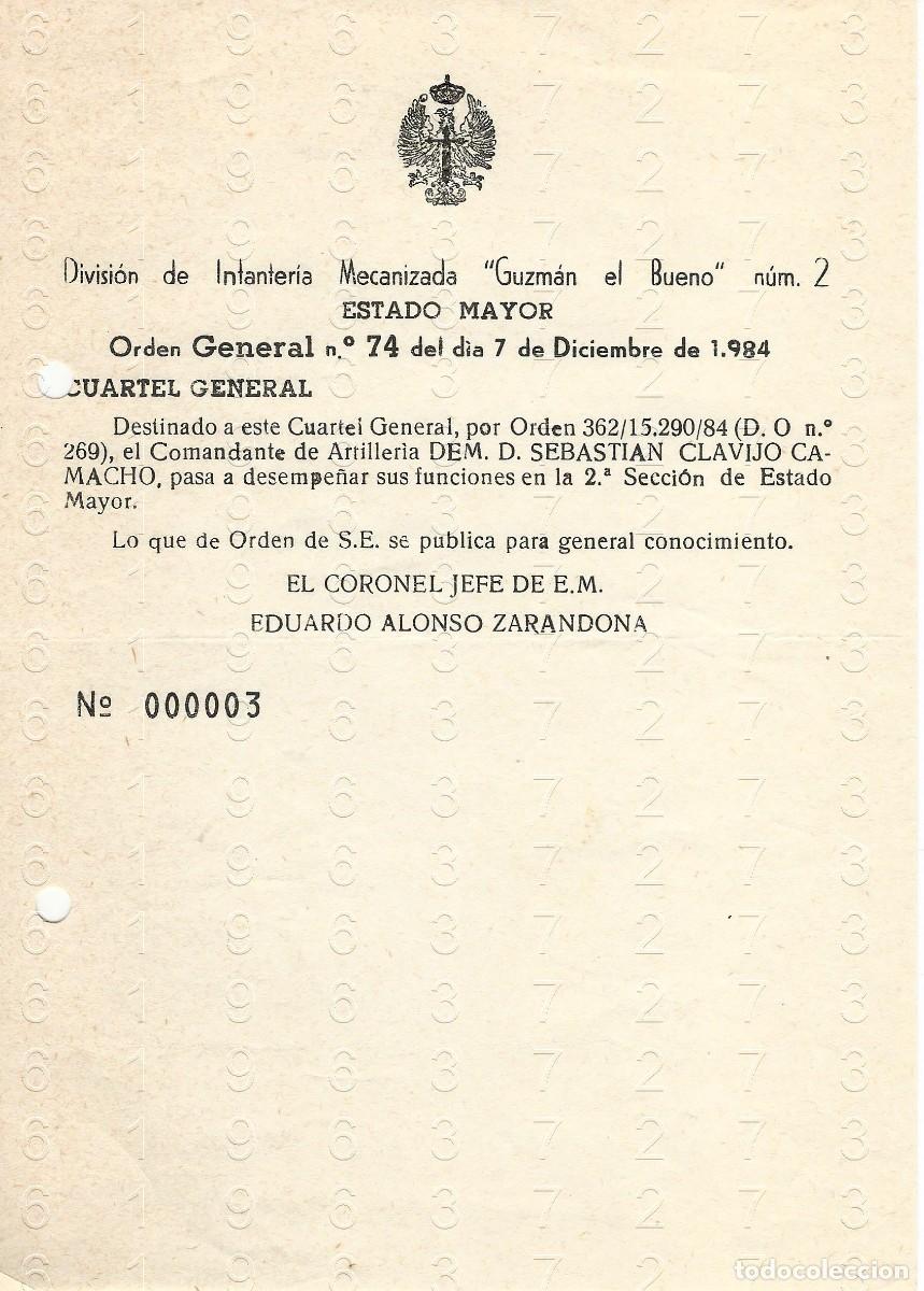 Militaria: CORONEL EDUARDO ALONSO ZARANDONA 1984 CARTA DESTINO M44