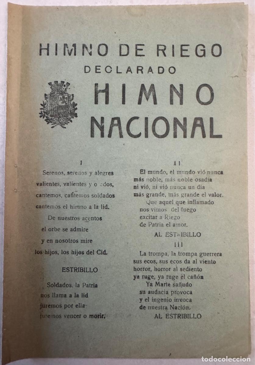 Militaria: PANFLETO GUERRA CIVIL - HIMNO DE RIEGO - BANDERA ROJA - LOS PIONEROS -LAS COMPA&Ntilde;&Iacute;AS DE ACERO