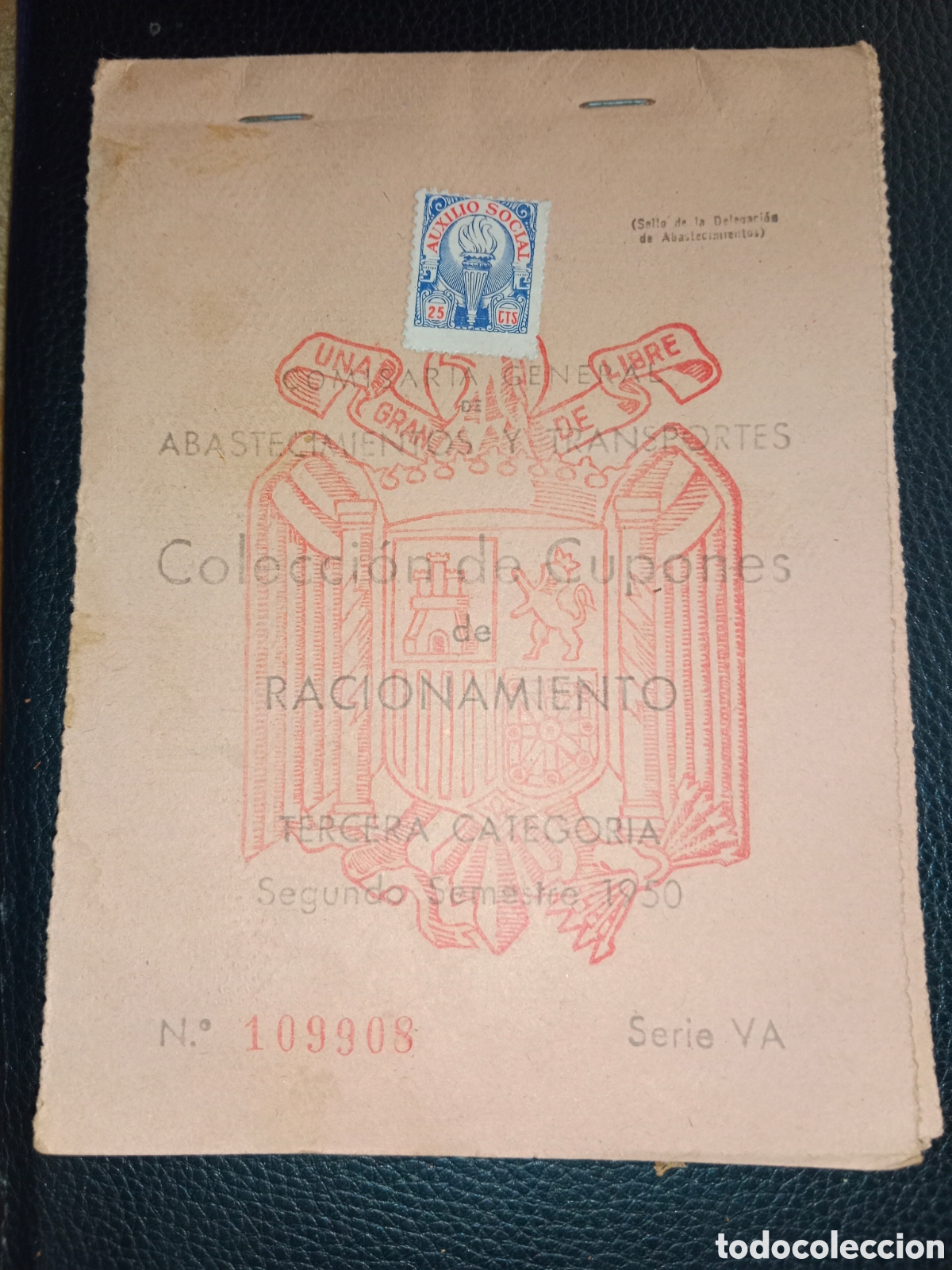 Military Antiques: Cartilla Racionamiento COMPLETA 1950 &bull; Hornillos (Palencia) &bull; Sello Auxilio Social Antorcha