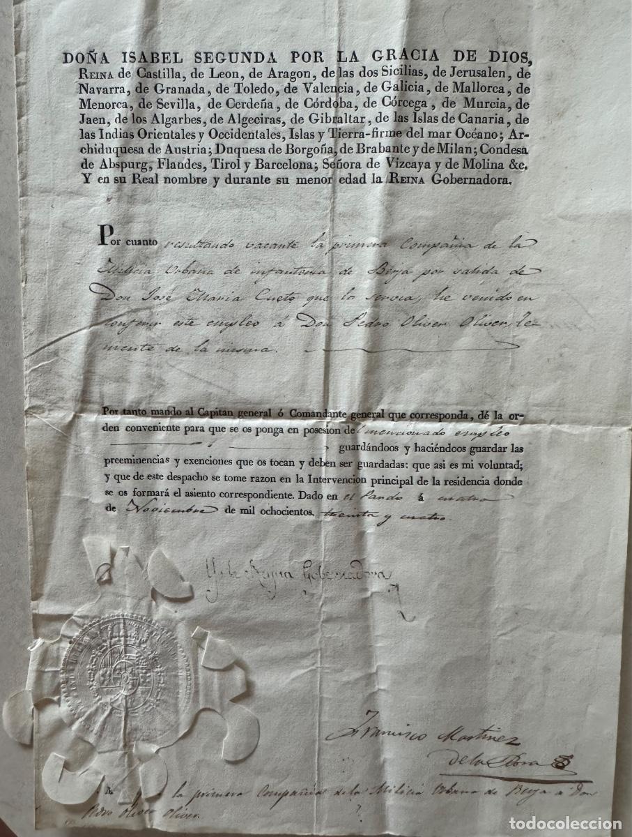 Militaria: POSESI&Oacute;N TENIENTE - COMPA&Ntilde;&Iacute;A MILICIA URBANA DE INFANTER&Iacute;A - REINA GOBERNADORA - GUERRA CARLISTA 1834