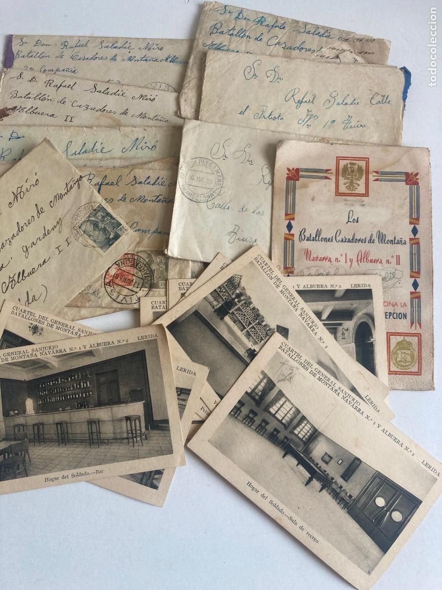 Militaria: CUARTEL DE SANJURJO, LERIDA - LOTE POSTALES, CARTAS A UN SOLDADO Y PROGRAMA DE FIESTAS