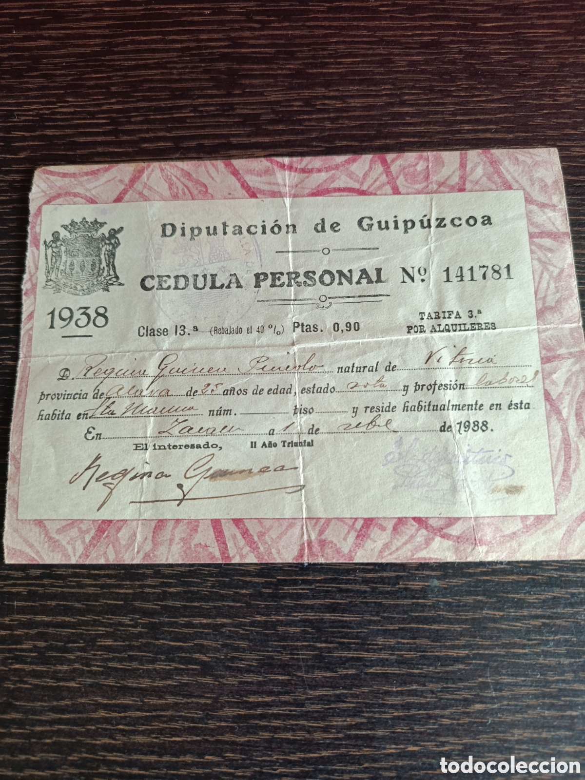 Militaria: Documento antiguo guerra civil