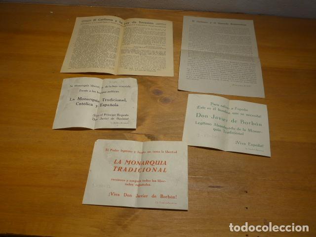 Militaria: Lote de 5 antiguas octavillas o panfletos politicos carlistas de 1947-1950 de manifestacion