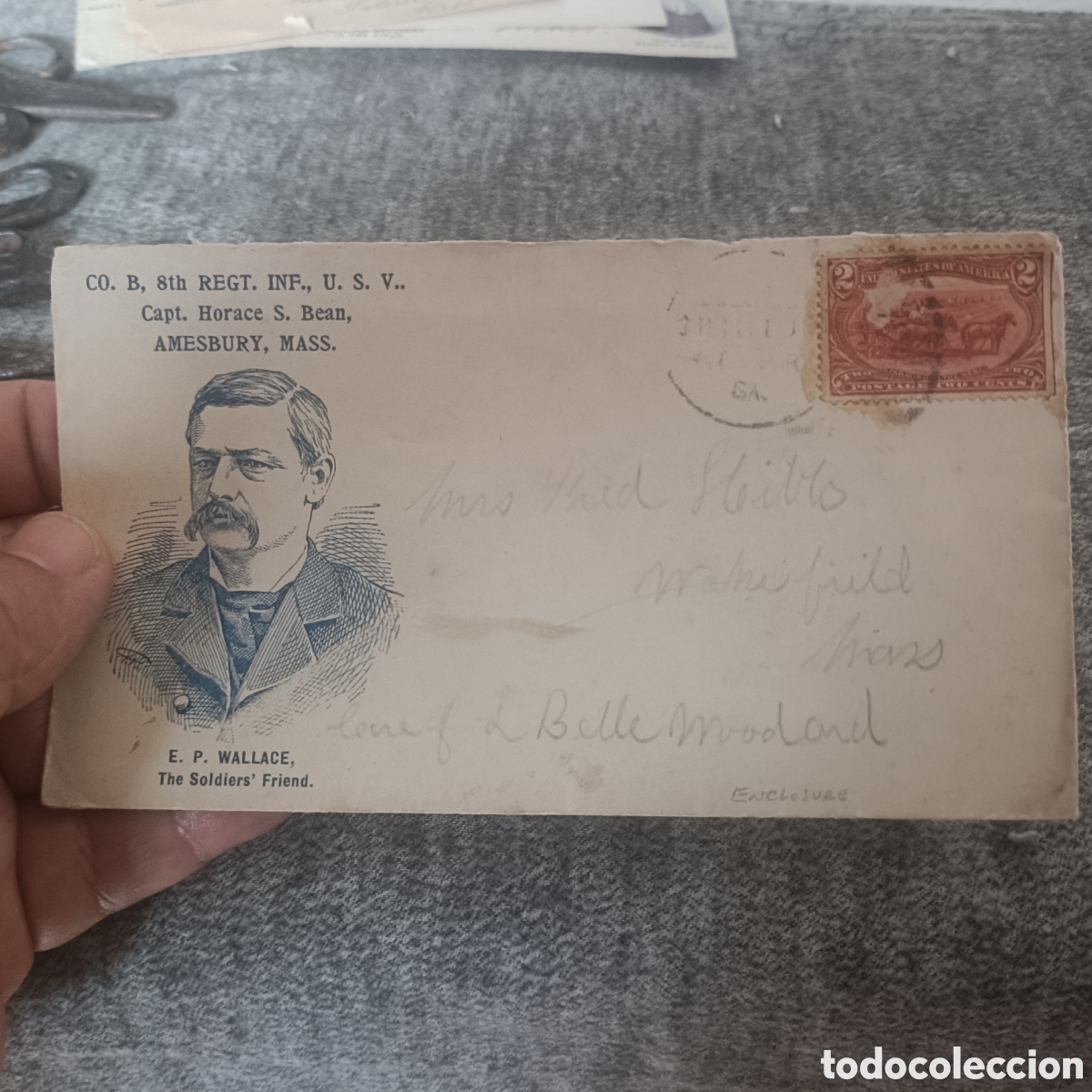 Militaria: Antiguos sobre de correspondencia de la guerra de Cuba