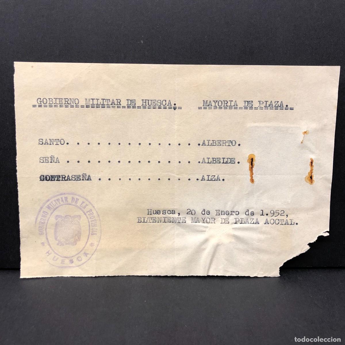 Militaria: REGIMIENTO ARTILLERIA DE MONTA&Ntilde;A NUM. 29 - HUESCA - 1952- DOCUMENTO MILITAR / 505