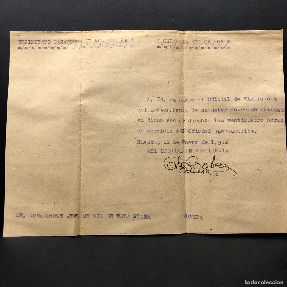 Militaria: REGIMIENTO CAZADORES DE MONTA&Ntilde;A N&ordm; 3 - HUESCA - DOCUMENTO MILITAR / 537
