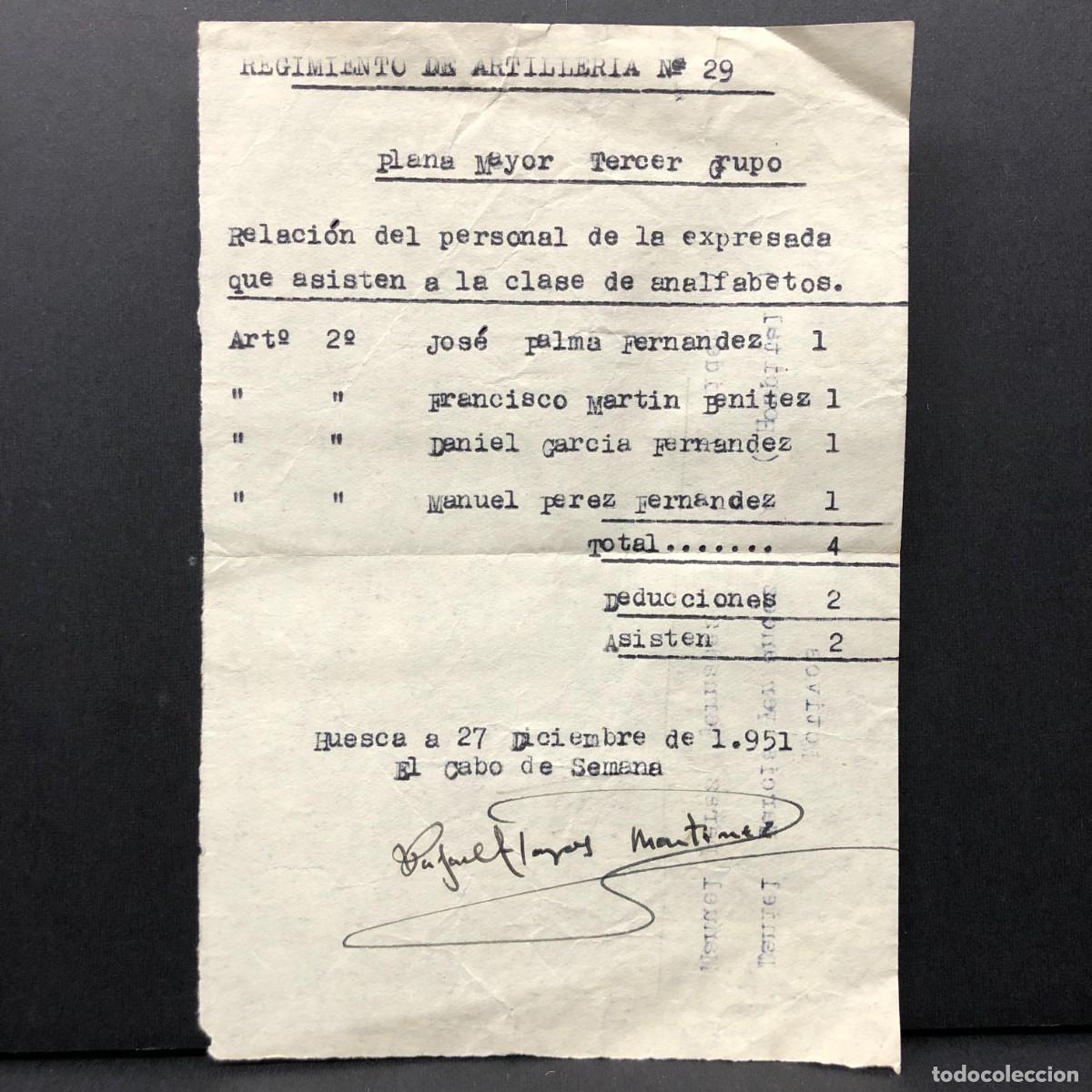Militaria: REGIMIENTO ARTILLERIA DE MONTA&Ntilde;A NUM. 29 - HUESCA - DOCUMENTO MILITAR / 538