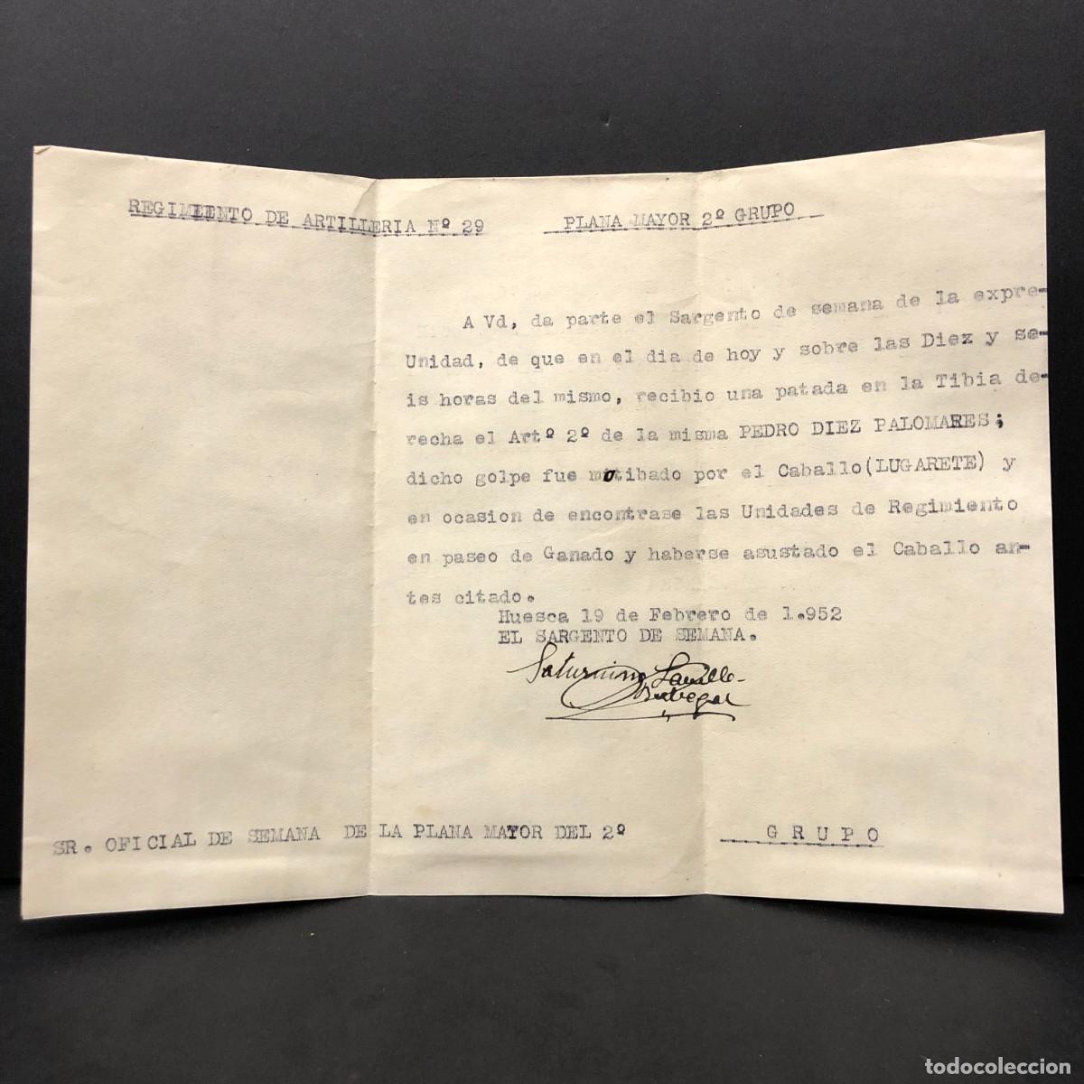 Militaria: CARTA DEL REGIMIENTO ARTILLERIA DE MONTA&Ntilde;A NUM. 29 - HUESCA -DOCUMENTACI&Oacute;N MILITAR / 552
