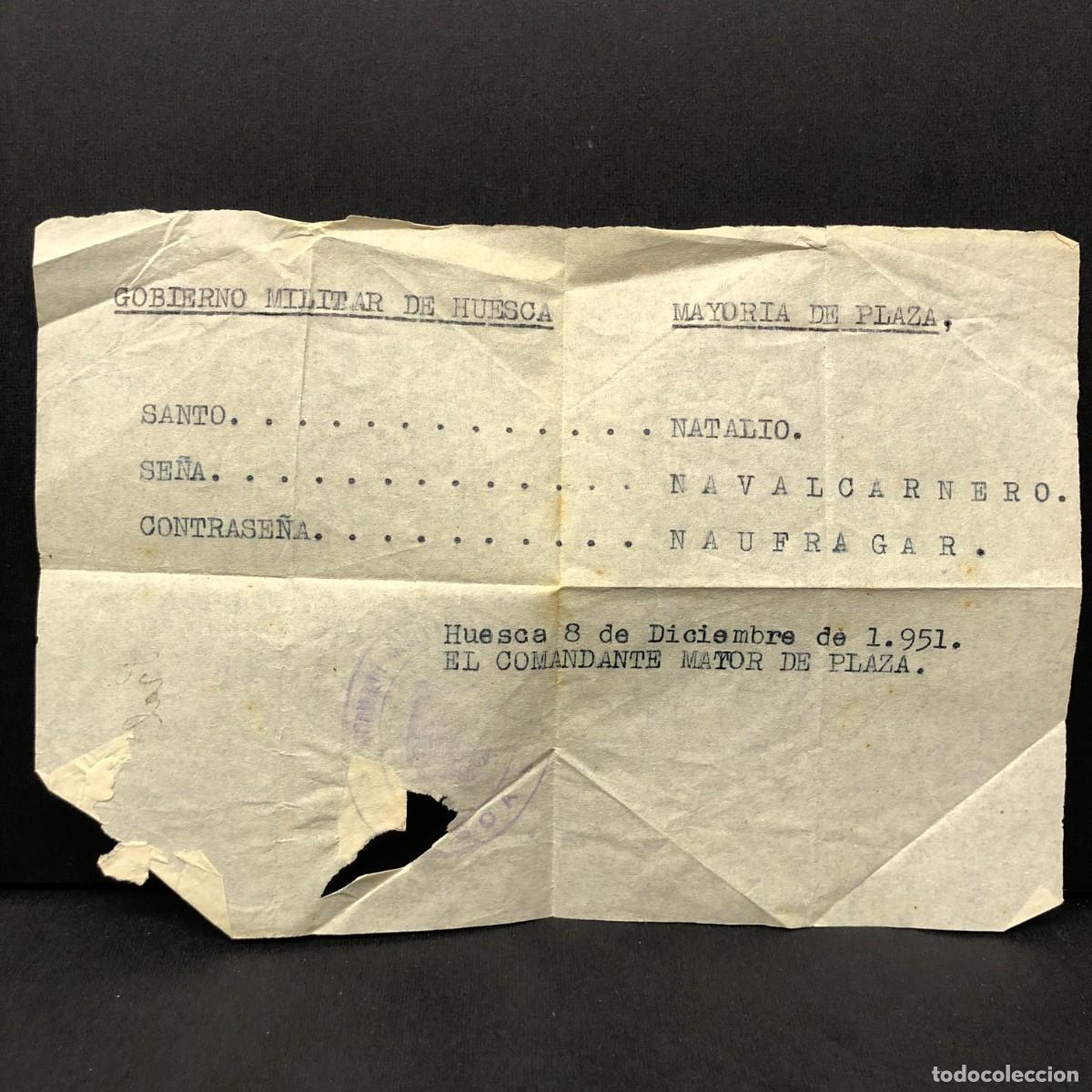 Militaria: GOBIERNO MILITAR DE HUESCA - COMANDANTE MAYOR - 1951 - DOCUMENTACI&Oacute;N MILITAR / 558