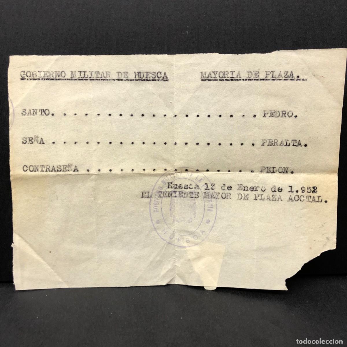 Militaria: GOBIERNO MILITAR DE HUESCA - TENIENTE MAYOR - 1952 - DOCUMENTACI&Oacute;N MILITAR / 561