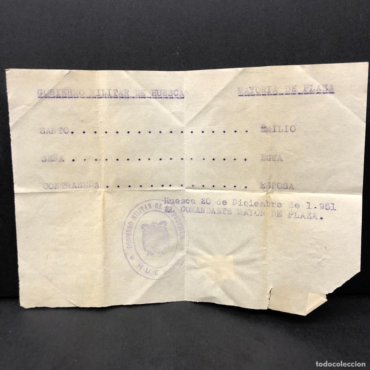 Militaria: GOBIERNO MILITAR DE HUESCA - COMANDANTE MAYOR - 1951 - DOCUMENTACI&Oacute;N MILITAR / 563