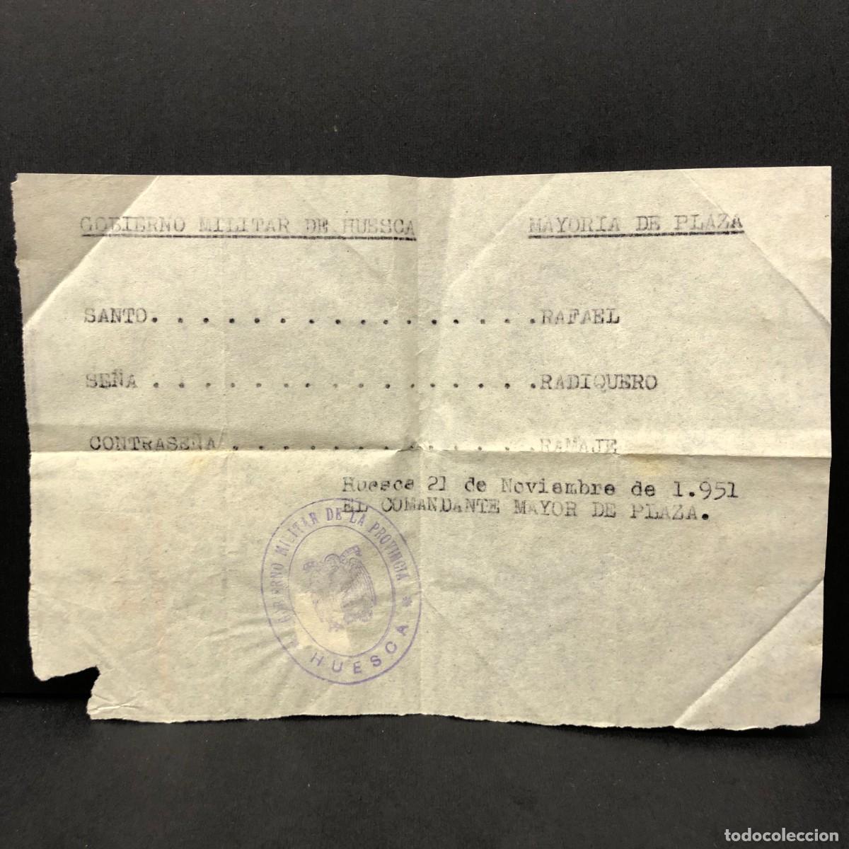 Militaria: GOBIERNO MILITAR DE HUESCA - COMANDANTE MAYOR - 1951 - DOCUMENTACI&Oacute;N MILITAR / 564