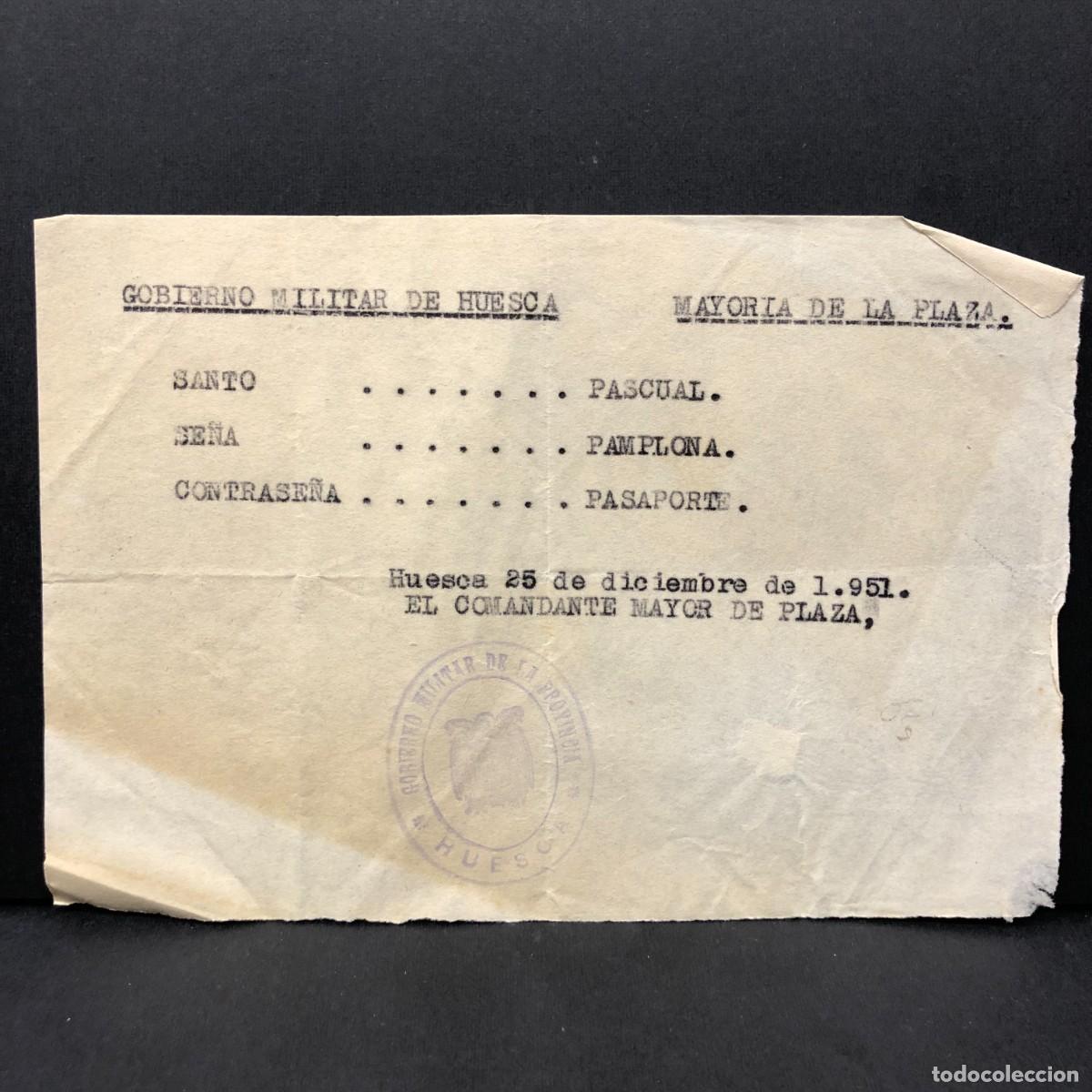 Militaria: GOBIERNO MILITAR DE HUESCA - COMANDANTE MAYOR - 1951 - DOCUMENTACI&Oacute;N MILITAR / 566