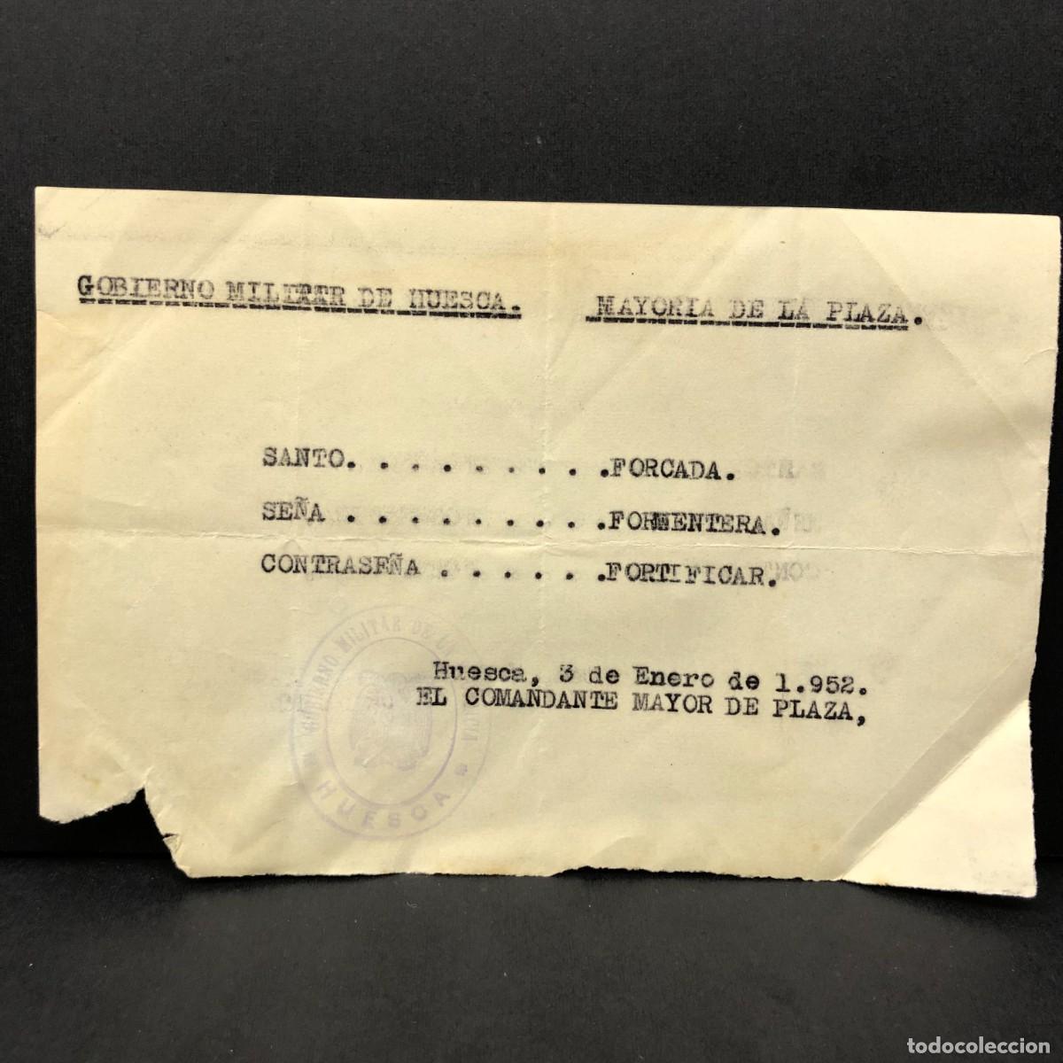 Militaria: GOBIERNO MILITAR DE HUESCA - COMANDANTE MAYOR - 1952 - DOCUMENTACI&Oacute;N MILITAR / 567