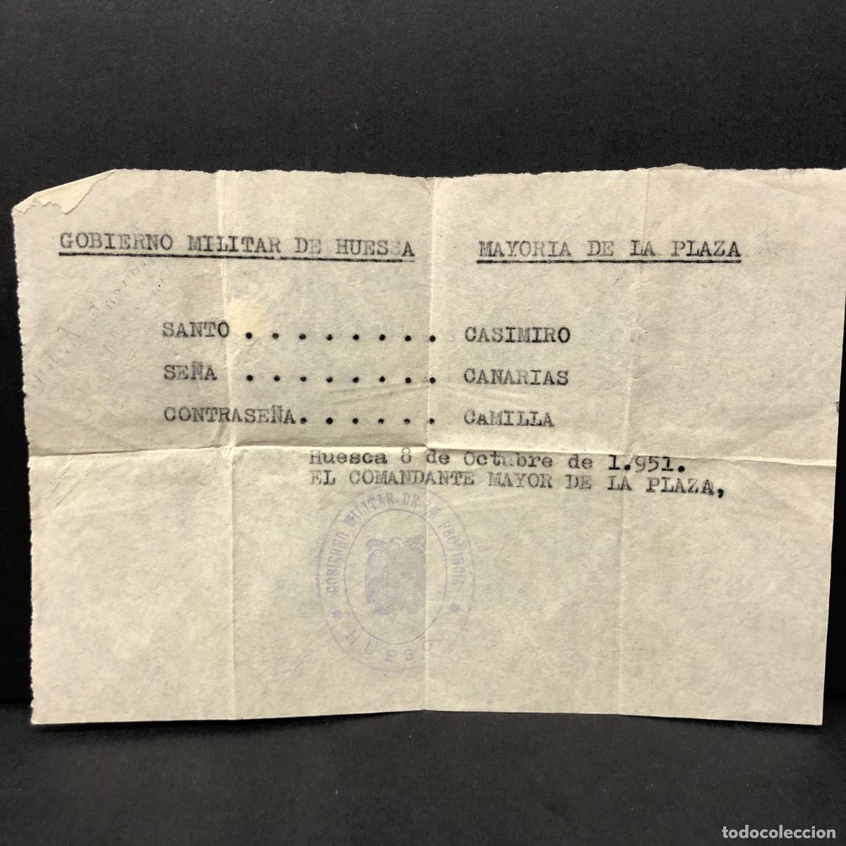 Militaria: GOBIERNO MILITAR DE HUESCA - COMANDANTE MAYOR - 1951 - DOCUMENTACI&Oacute;N MILITAR / 569
