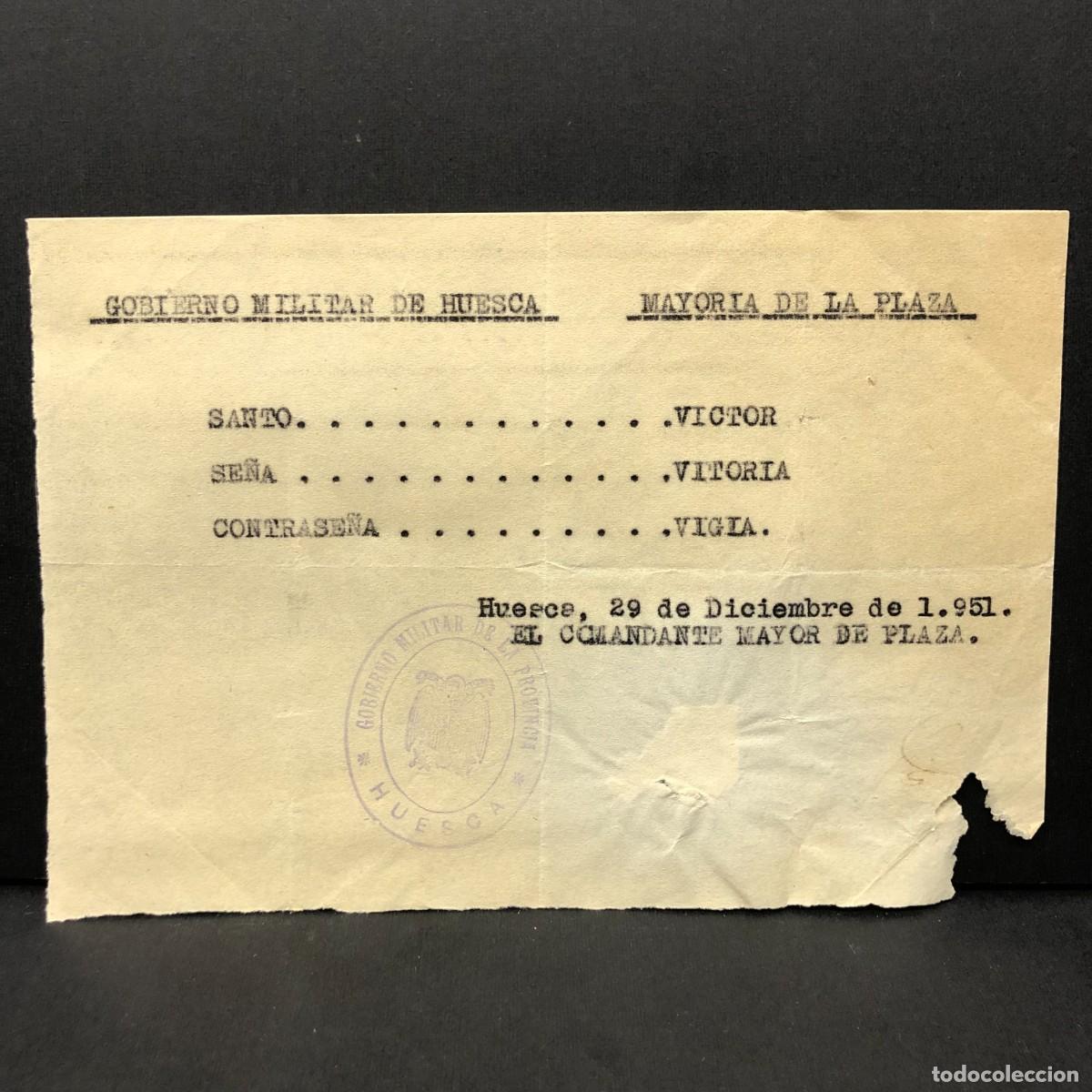 Militaria: GOBIERNO MILITAR DE HUESCA - COMANDANTE MAYOR - 1951 - DOCUMENTACI&Oacute;N MILITAR / 571