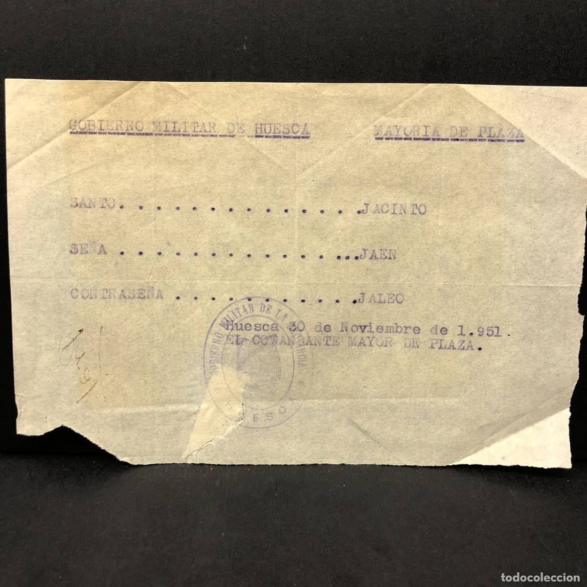 Militaria: GOBIERNO MILITAR DE HUESCA - COMANDANTE MAYOR - 1951 - DOCUMENTACI&Oacute;N MILITAR / 572