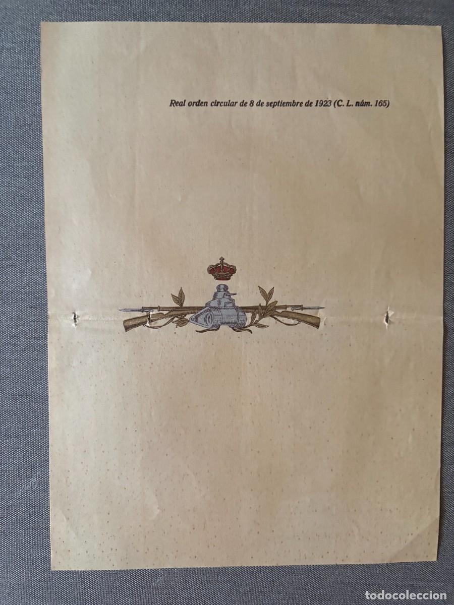 Militaria: LAMINA DISTINTIVO COMPA&Ntilde;IA DE CARROS DE ASALTO DE INFANTERIA. R.O.C. 8 SEPTIEMBRE 1923 (C.L. 165)