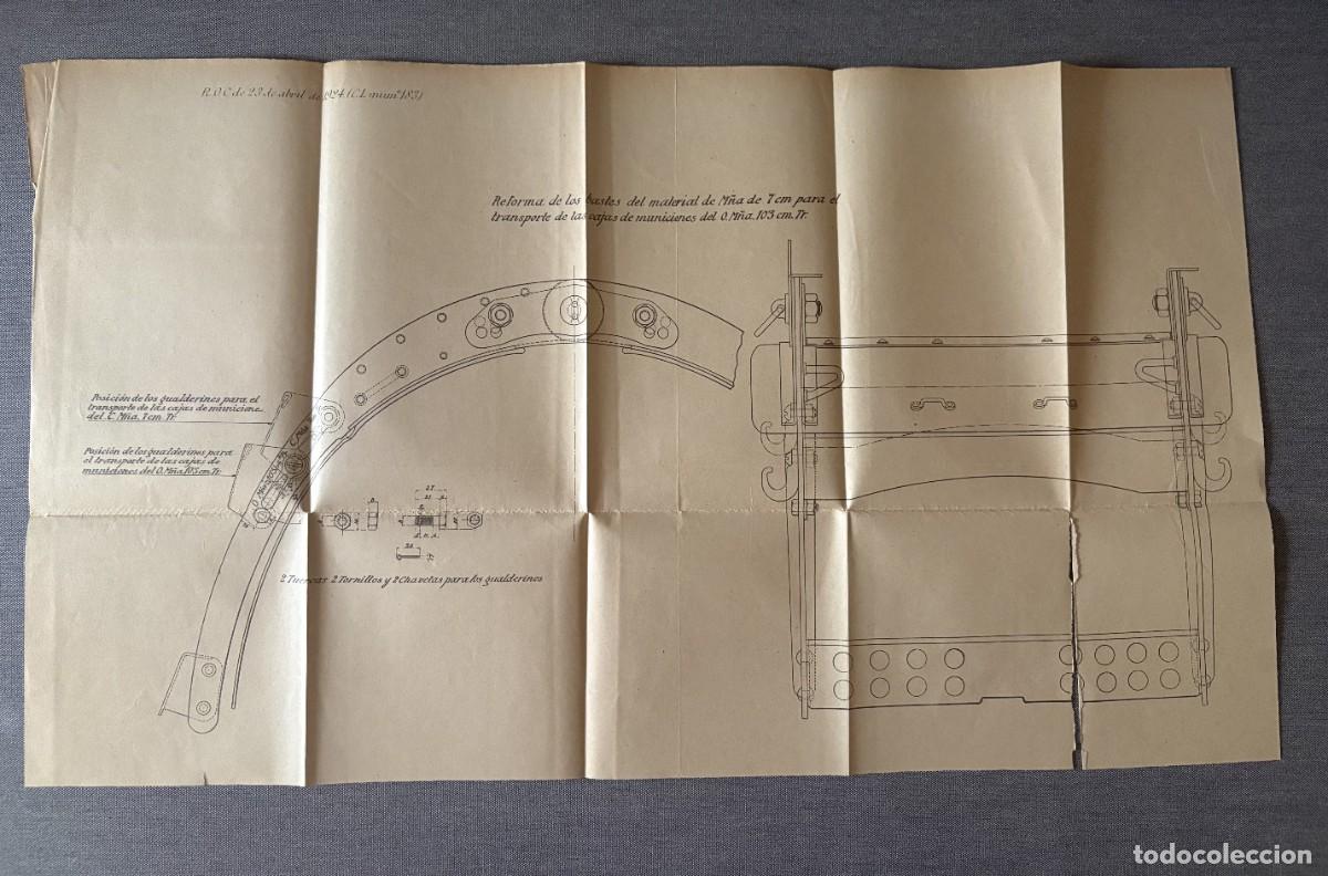 Militaria: LAMINA REFORMA BASTES MATERIAL MONTA&Ntilde;A 7 CM A OBUS MONTA&Ntilde;A 10,5 CM ROC 23 ABRIL 1924 (CL183) ESPA&Ntilde;A